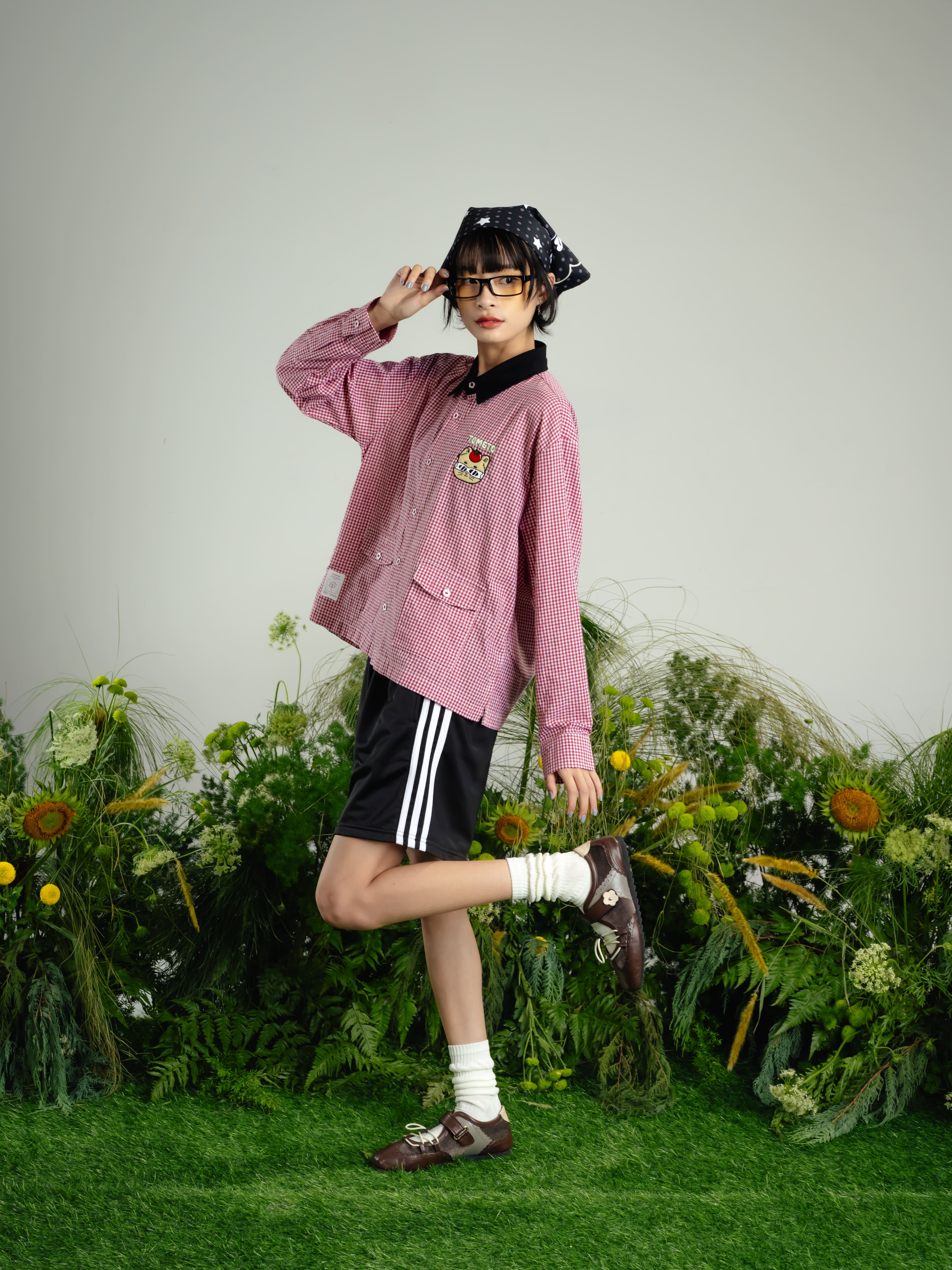 Tome Ame - Chiko Plaid Embroidery Shirt - Kemeja Lengan Panjang Motif Kotak