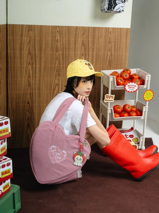 Image of Tome Ame - Ame Tote Bag Plaid Red