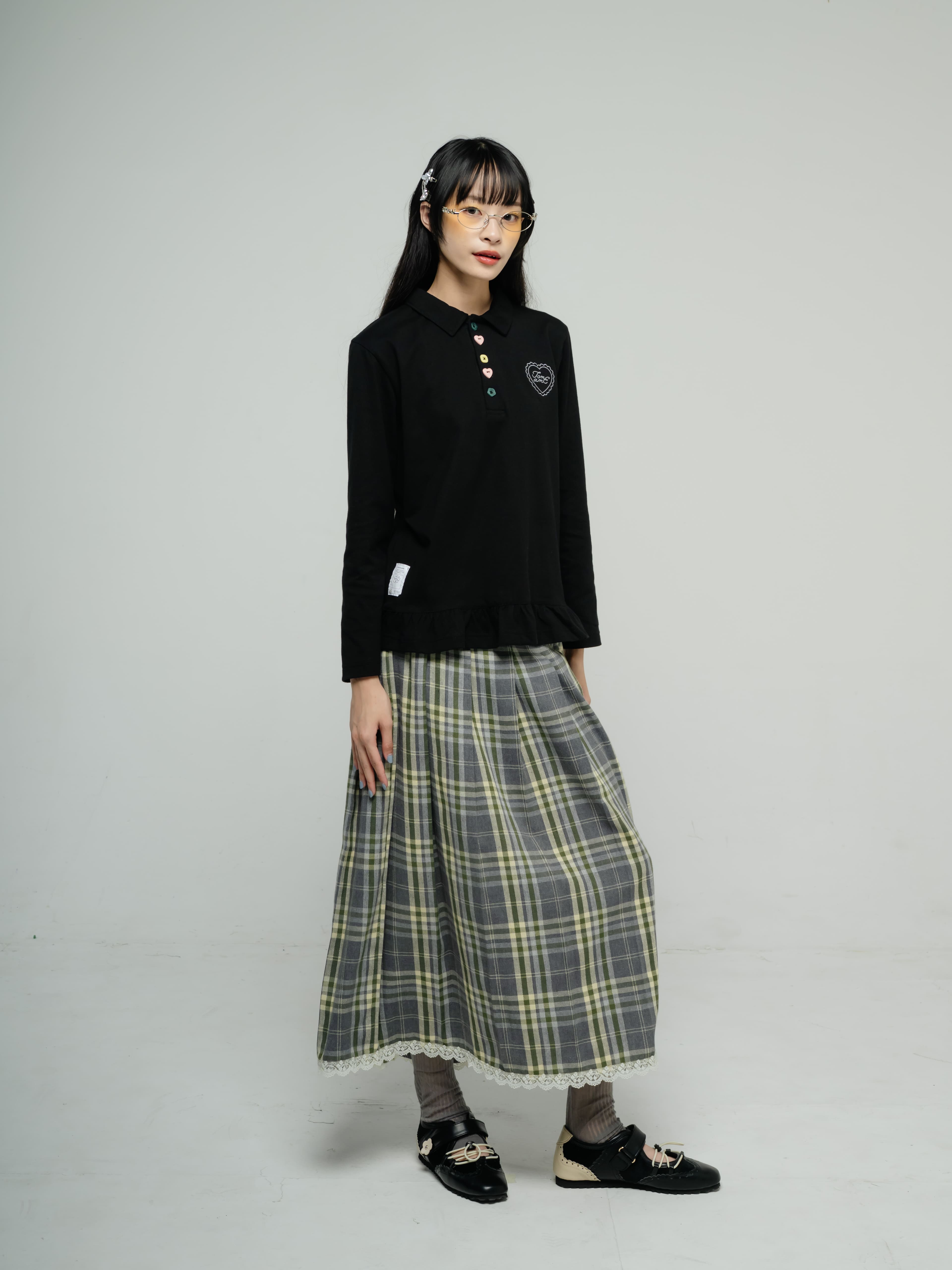 Tome Ame - Hanami Longsleeve Polo Shirt - T Shirt Polo Lengan Panjang Aksen Kancing