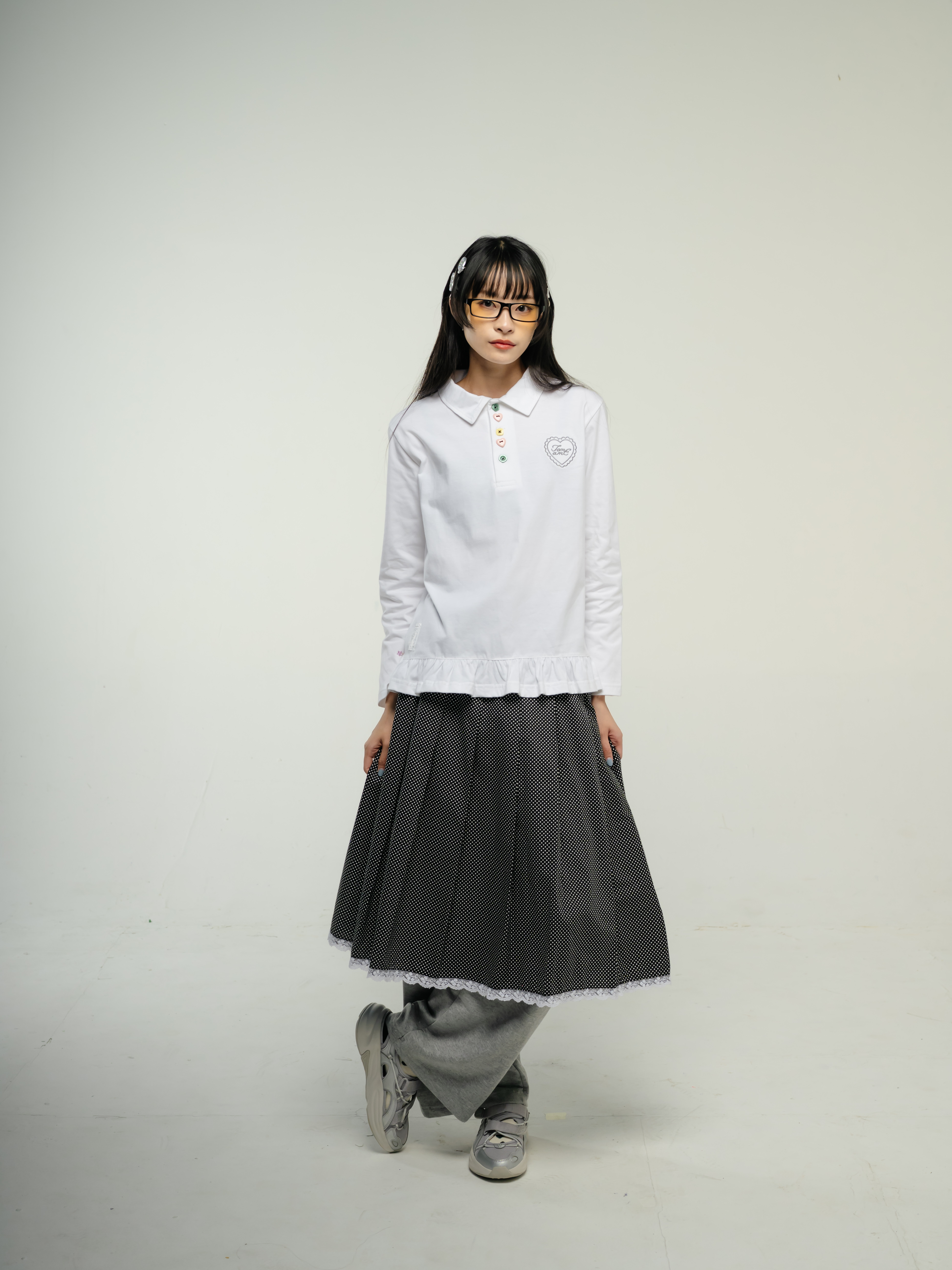 Tome Ame - Hanami Longsleeve Polo Shirt - T Shirt Polo Lengan Panjang Aksen Kancing