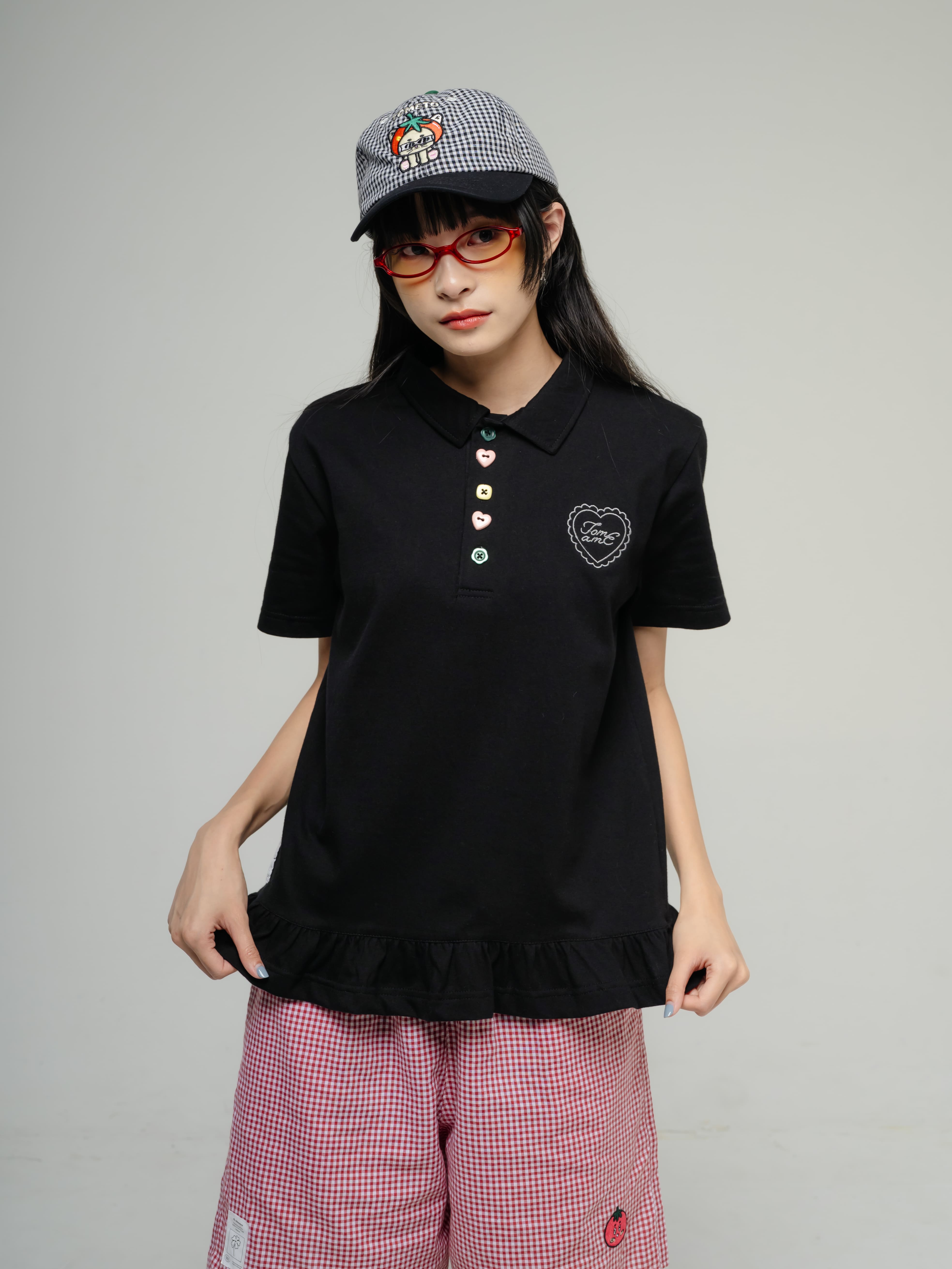 Tome Ame - Hanami Short Polo Shirt - T Shirt Polo Lengan Pendek Aksen Kancing