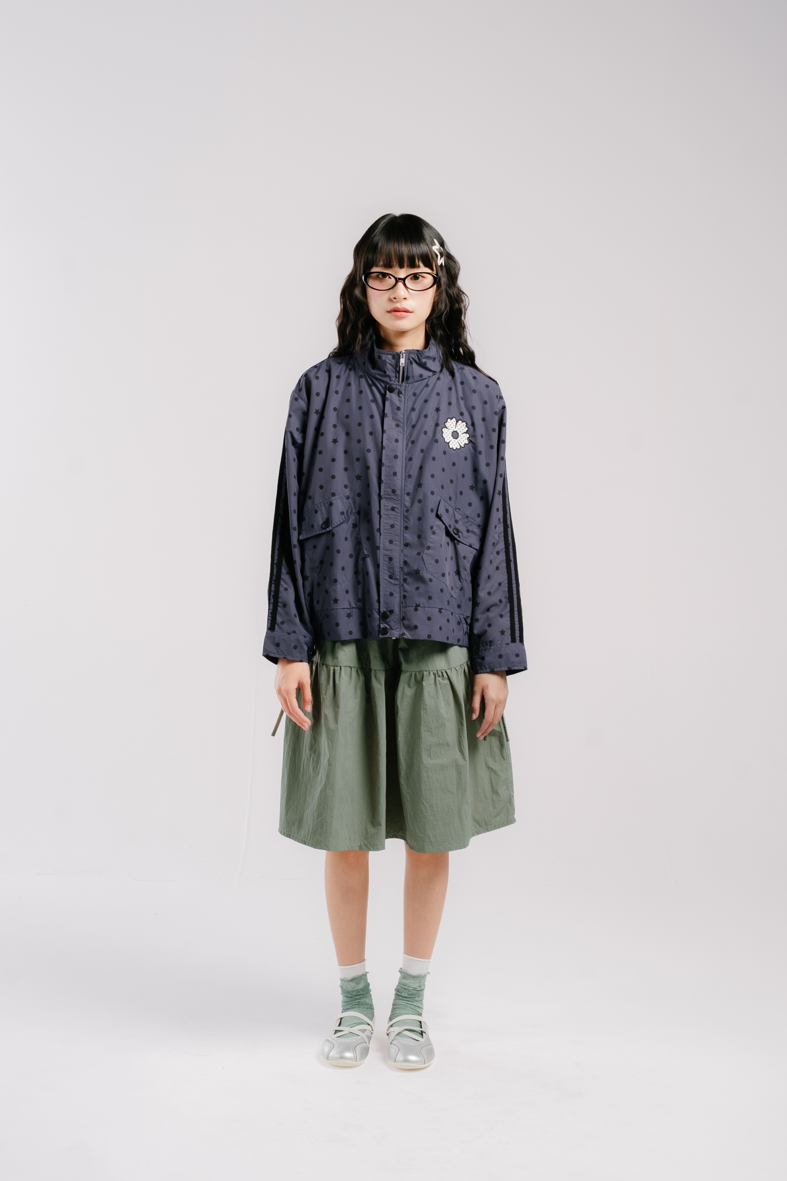Tome Ame - Naerin Polka Dot Jacket - Jaket Outer Wanita Motif Polka Dot