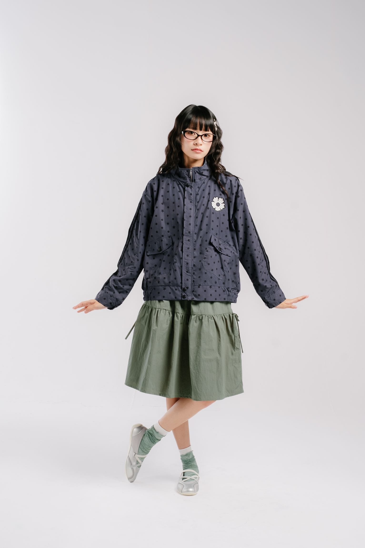Tome Ame - Naerin Polka Dot Jacket - Jaket Outer Wanita Motif Polka Dot