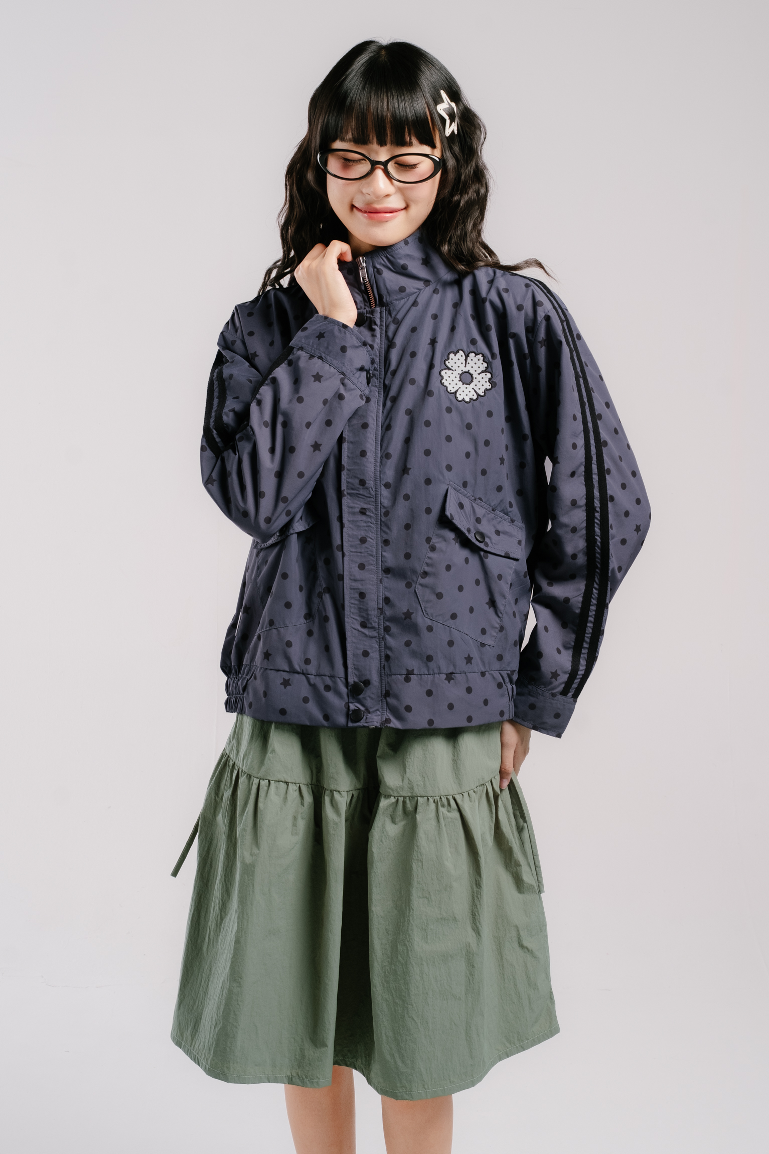 Tome Ame - Naerin Polka Dot Jacket - Jaket Outer Wanita Motif Polka Dot