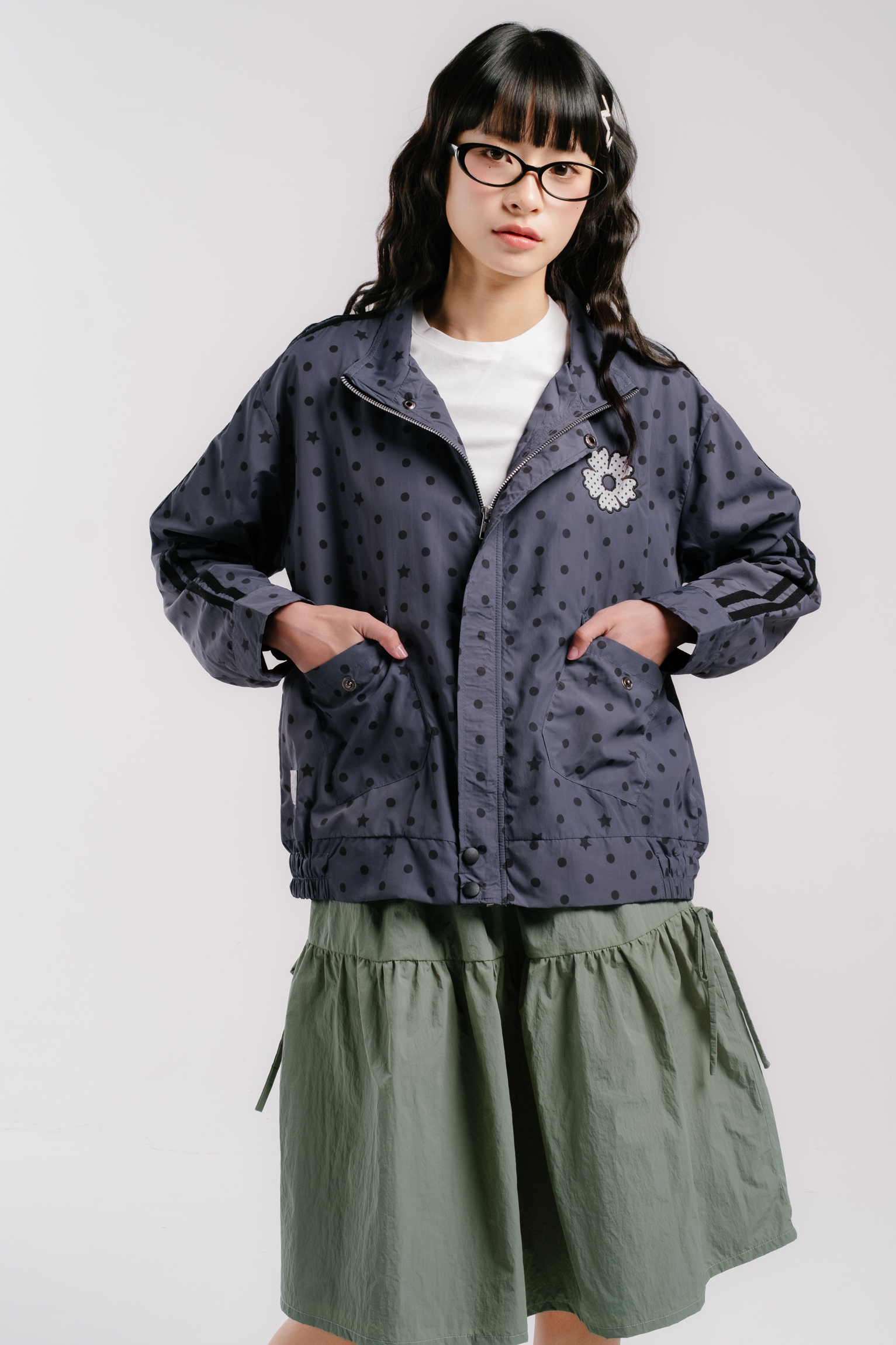 Tome Ame - Naerin Polka Dot Jacket - Jaket Outer Wanita Motif Polka Dot