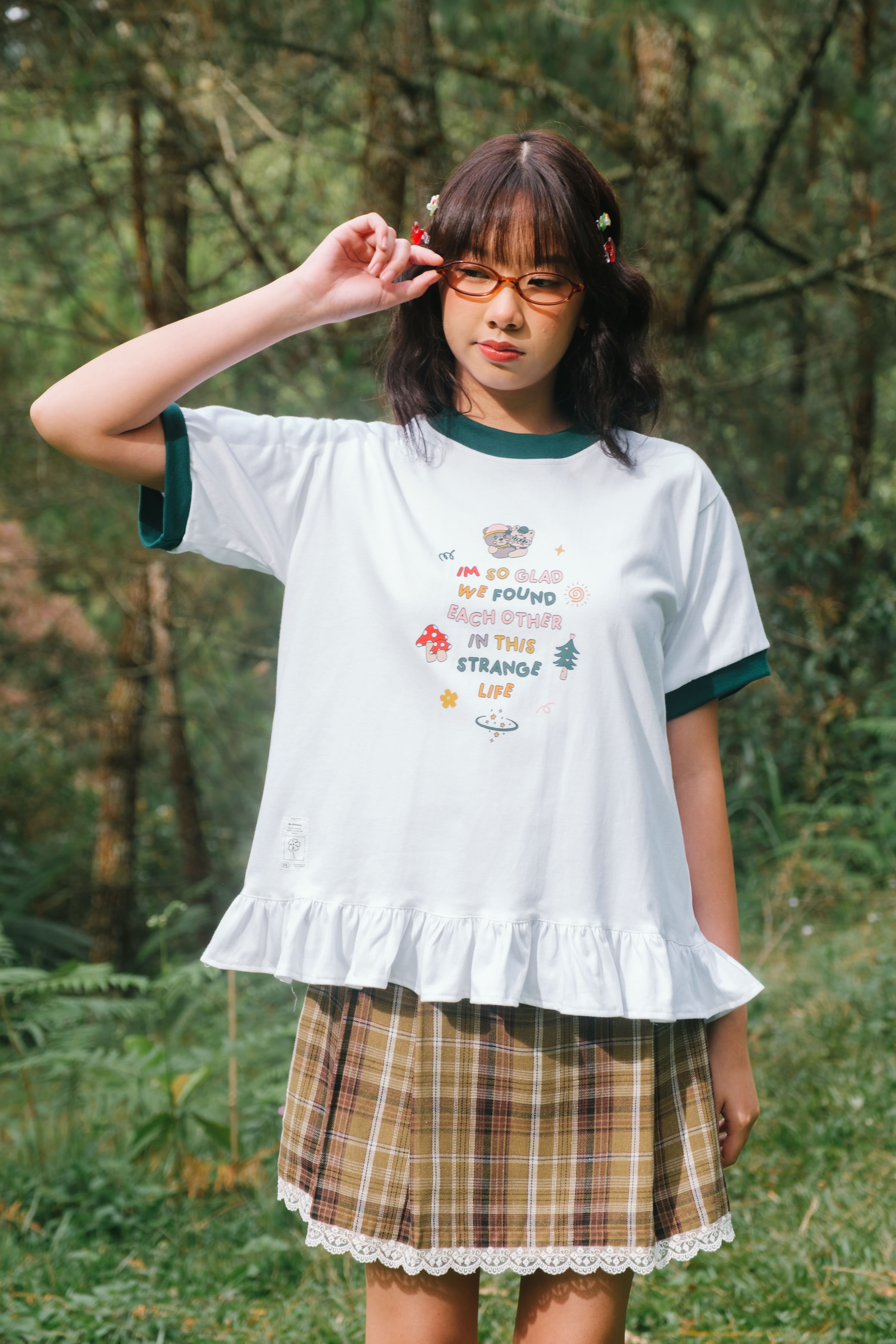 Tome Ame - Hanni Tee White - Kaos Lengan Pendek 24S Motif Ruffle
