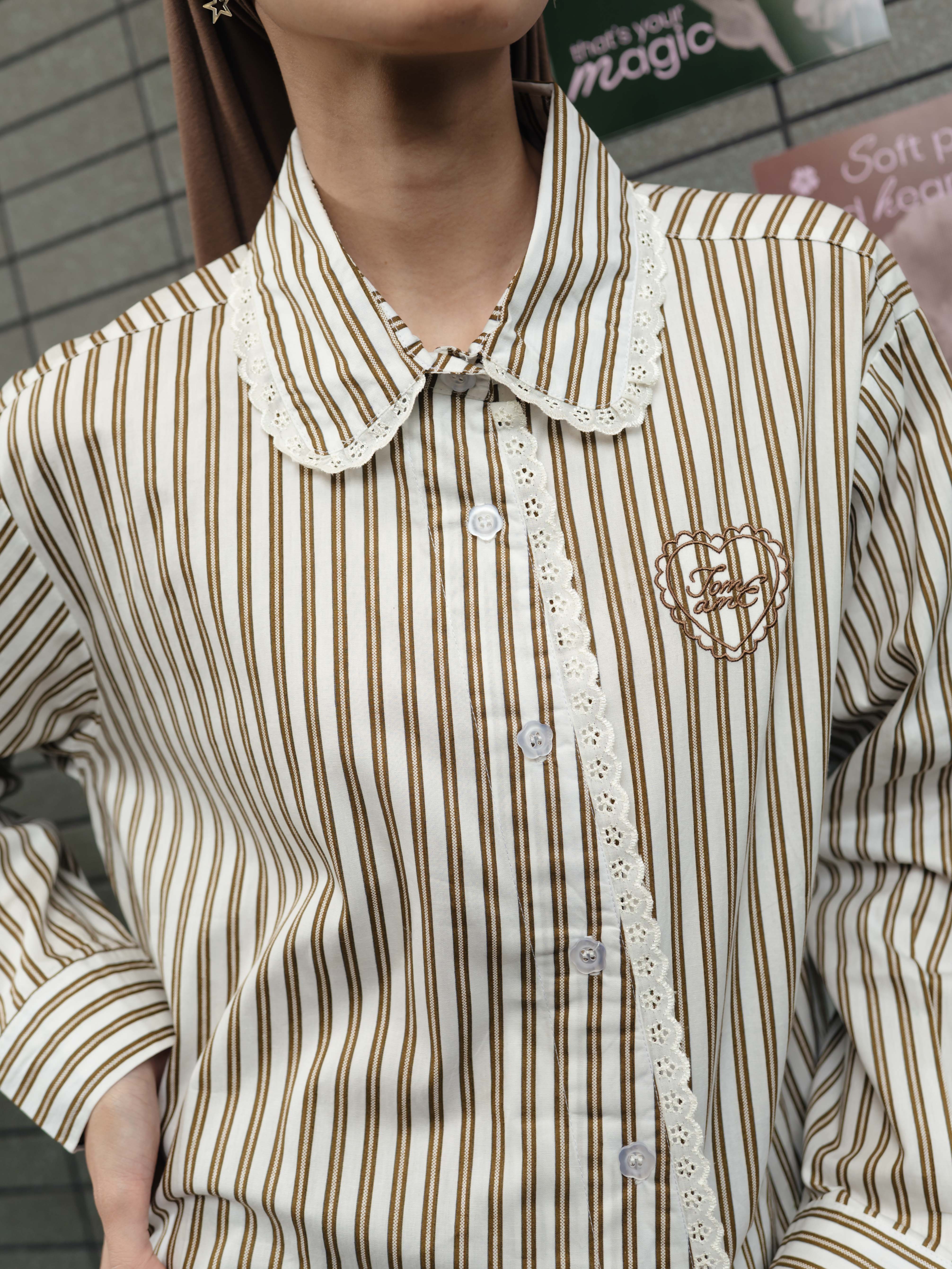 TOME AME - MOMO STRIPE SHIRT - KEMEJA LENGAN PANJANG WANITA  COTTON STRIPE