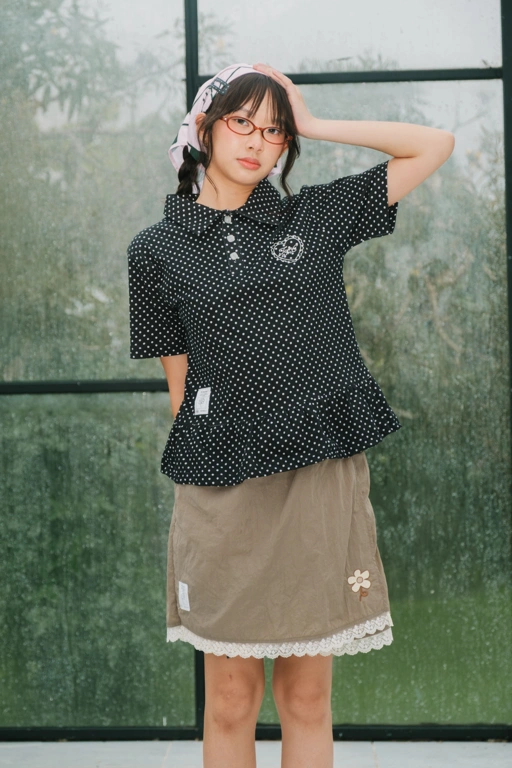 Image of Tome Ame - Shinya Short Sleeve - Kaos Polo Lengan Pendek Motif Polkadot