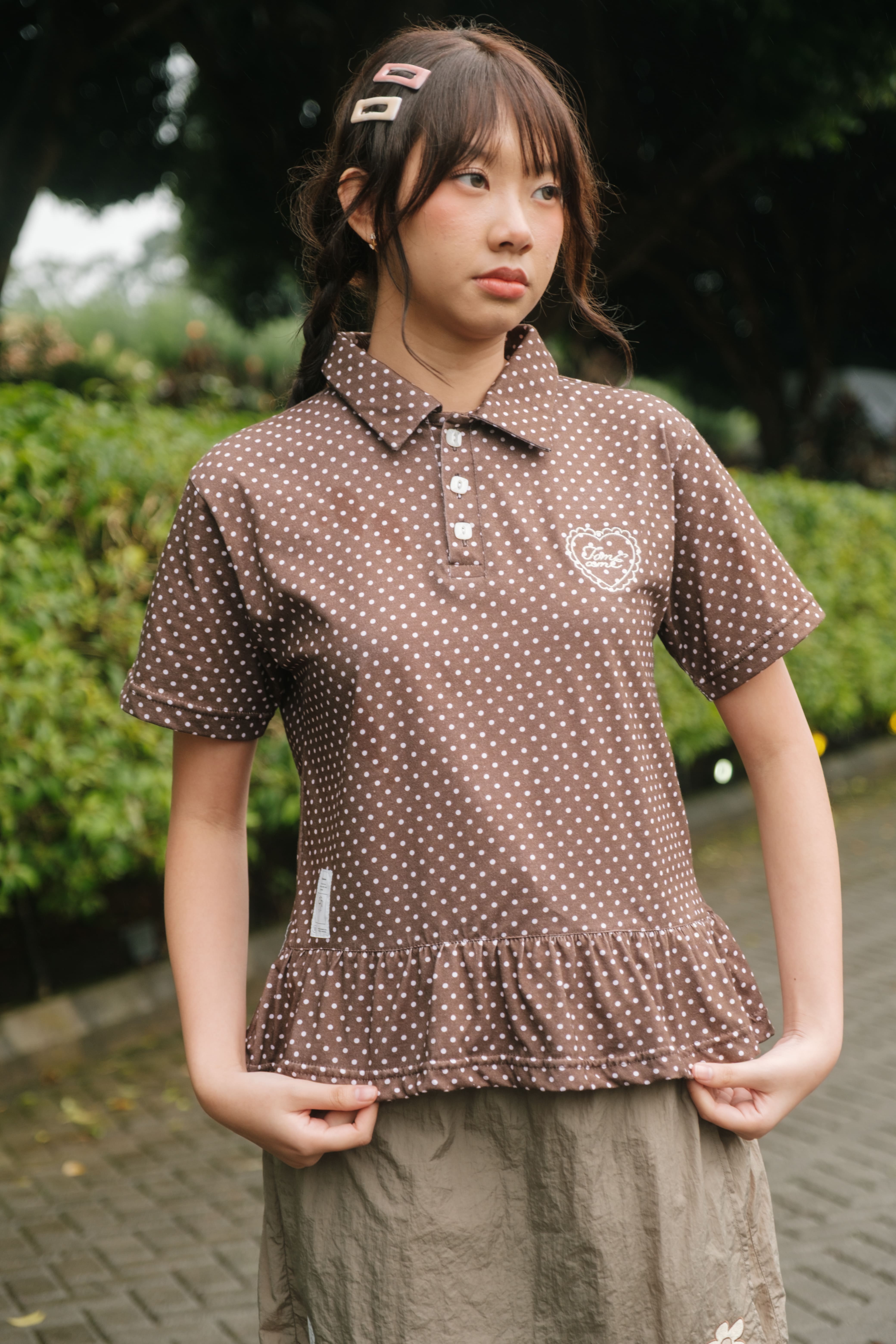 Tome Ame - Shinya Short Sleeve - Kaos Polo Lengan Pendek Motif Polkadot