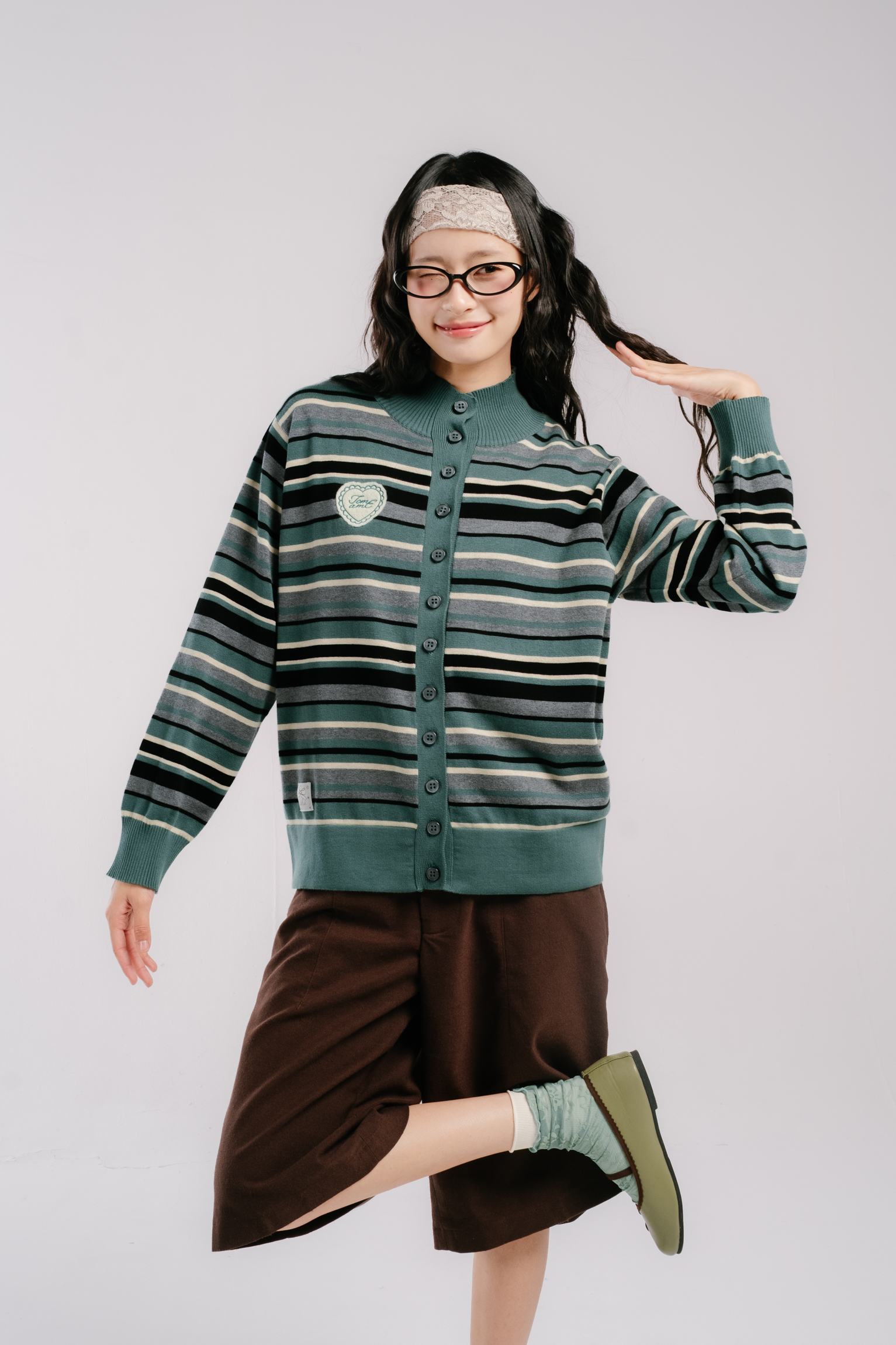 Tome Ame - Lura Stripe Knitwear Longsleeve - Knitwear Lengan Panjang Motif Garis Wanita