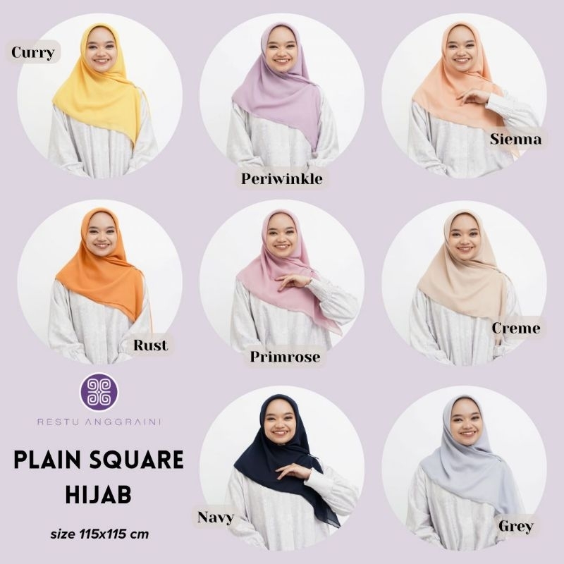 Plain Square Hijab Segi Empat