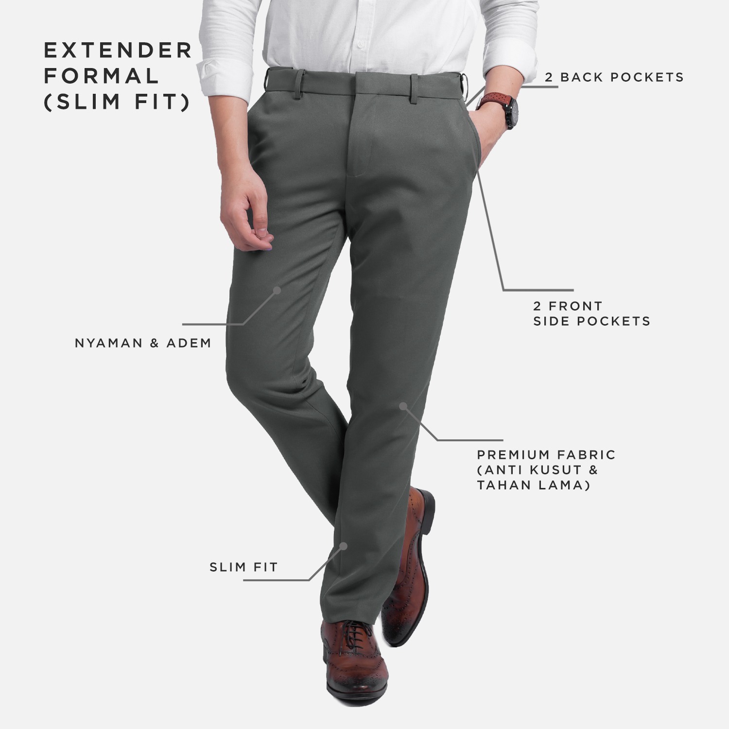 CELANA PANJANG FORMAL EXTENDER SLIM FIT REGULAR CUT & SLIM FIT ANKLE CUT