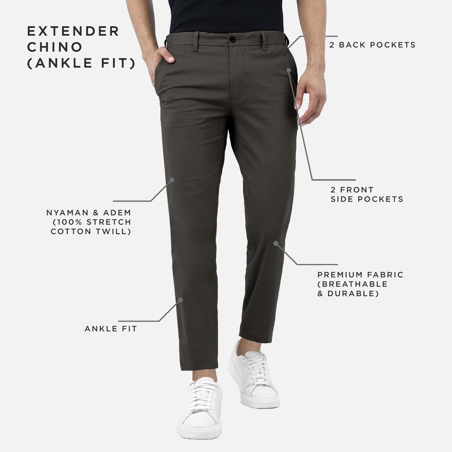 CELANA PANJANG CHINO EXTENDER SLIM FIT ANKLE CUT STRETCH