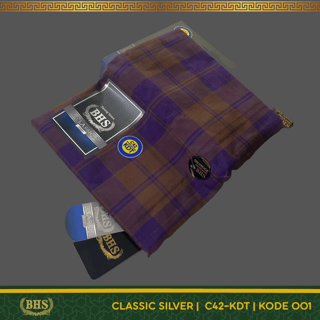 Sarung BHS Classic Silver Motif C42 KDT Selvedge Jacquard OTB (Olive Tua Besar), OTS (Olive Tua Sedang), CB (Coklat Besar), HB (Hijau Besar), HS (Hijau Sedang)
