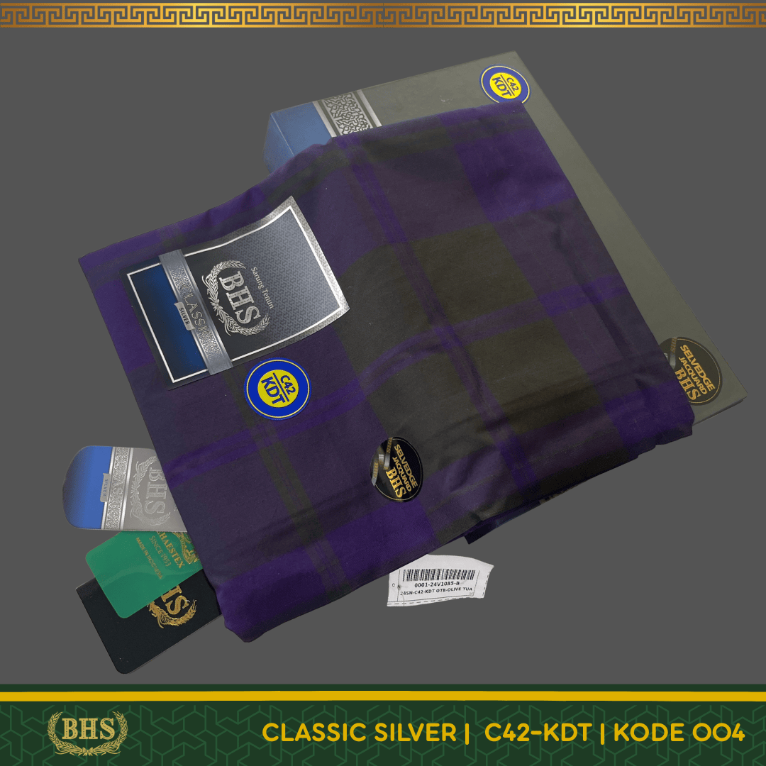 Sarung BHS Classic Silver Motif C42 KDT Selvedge Jacquard OTB (Olive Tua Besar), OTS (Olive Tua Sedang), CB (Coklat Besar), HB (Hijau Besar), HS (Hijau Sedang)