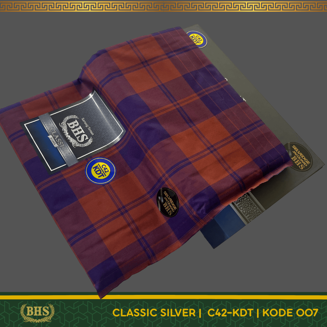 Sarung BHS Classic Silver Motif C42 KDT Selvedge Jacquard OTB (Olive Tua Besar), OTS (Olive Tua Sedang), CB (Coklat Besar), HB (Hijau Besar), HS (Hijau Sedang)