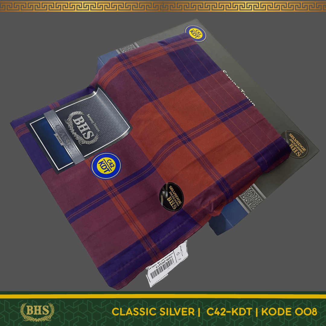 Sarung BHS Classic Silver Motif C42 KDT Selvedge Jacquard OTB (Olive Tua Besar), OTS (Olive Tua Sedang), CB (Coklat Besar), HB (Hijau Besar), HS (Hijau Sedang)