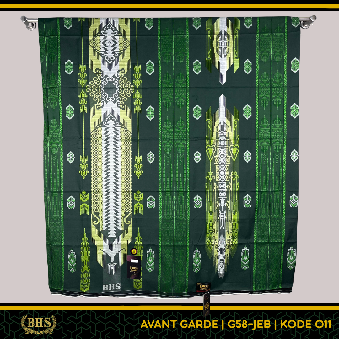Sarung BHS Gold Avant Garde G58-JEB Koleksi Terbaru Motif Flora dan Geometri Memadukan Tradisi dan Modernitas, Motif Tumpal Vertical, Bahan Mercerized Cotton Halus dan Lembut [Garansi Original]
