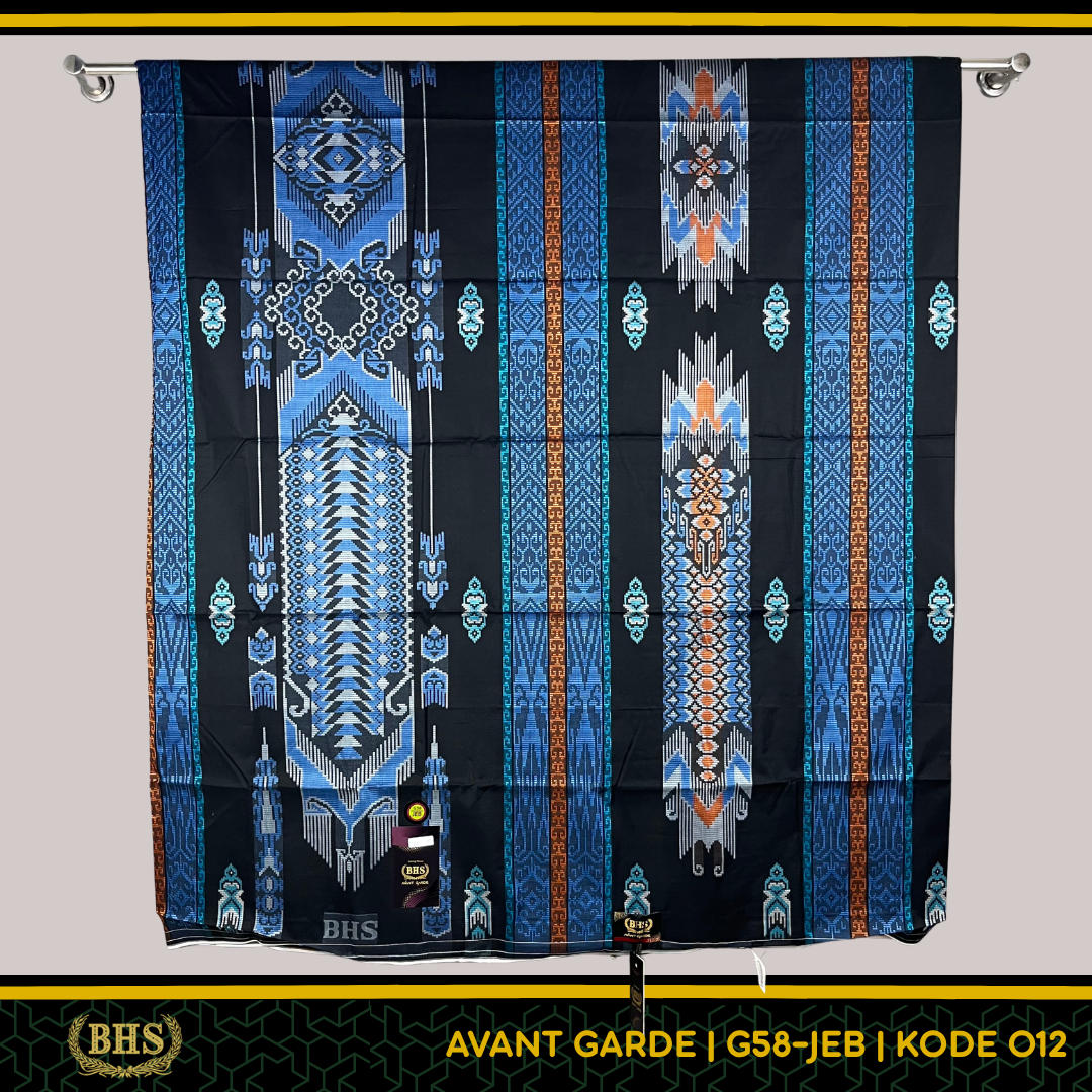 Sarung BHS Gold Avant Garde G58-JEB Koleksi Terbaru Motif Flora dan Geometri Memadukan Tradisi dan Modernitas, Motif Tumpal Vertical, Bahan Mercerized Cotton Halus dan Lembut [Garansi Original]