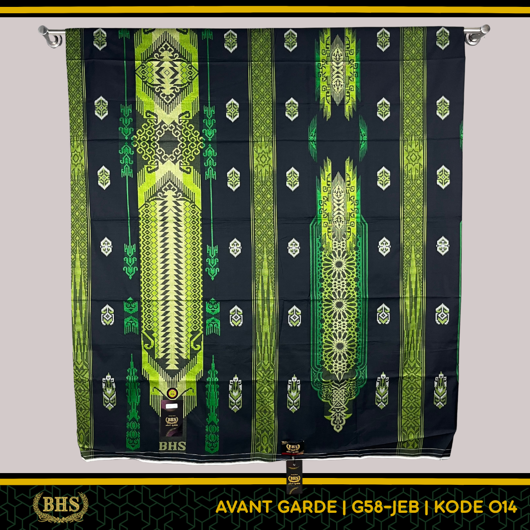 Sarung BHS Gold Avant Garde G58-JEB Koleksi Terbaru Motif Flora dan Geometri Memadukan Tradisi dan Modernitas, Motif Tumpal Vertical, Bahan Mercerized Cotton Halus dan Lembut [Garansi Original]
