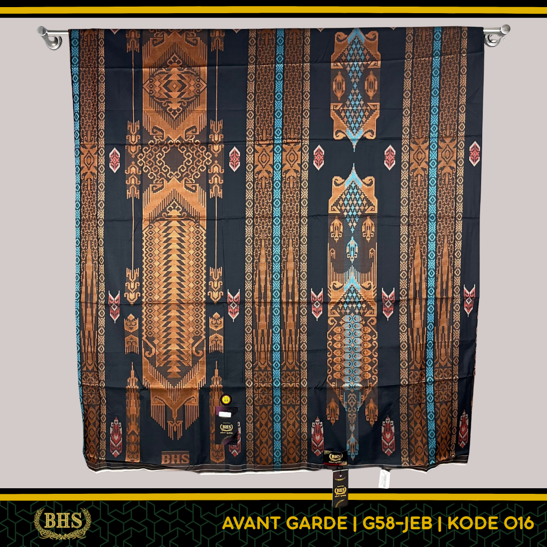 Sarung BHS Gold Avant Garde G58-JEB Koleksi Terbaru Motif Flora dan Geometri Memadukan Tradisi dan Modernitas, Motif Tumpal Vertical, Bahan Mercerized Cotton Halus dan Lembut [Garansi Original]