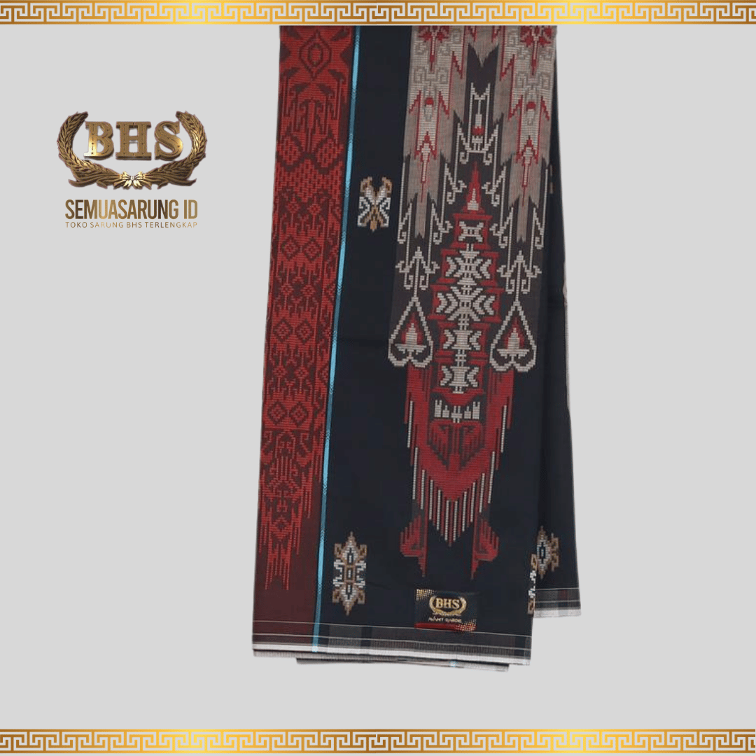Sarung BHS Gold Avant Garde G58-JEB Koleksi Terbaru Motif Flora dan Geometri Memadukan Tradisi dan Modernitas, Motif Tumpal Vertical, Bahan Mercerized Cotton Halus dan Lembut [Garansi Original]