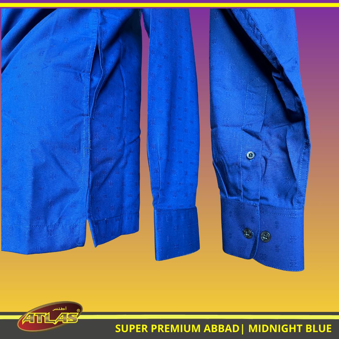 Baju Koko / Baju Muslim ATLAS Super Premium ABBAD Bordir Lengan Panjang Stylish, Eksklusif dan Elegan Warna Midnight Blue