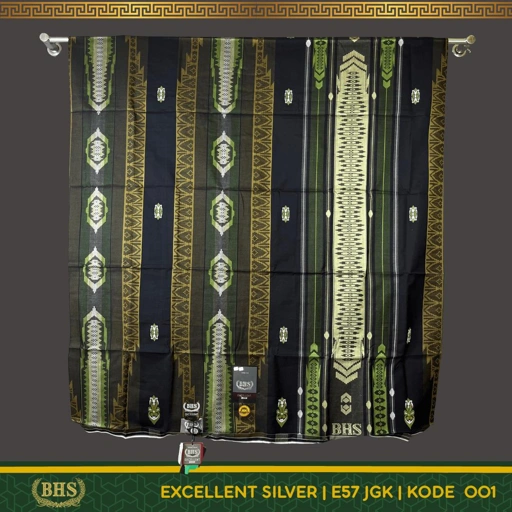 Image of Sarung BHS Excellent SILVER Motif E57 JGK Jacquard Gunung Karakatau Bahan Mercerized Cotton Halus dan Lembut [Garansi Original]