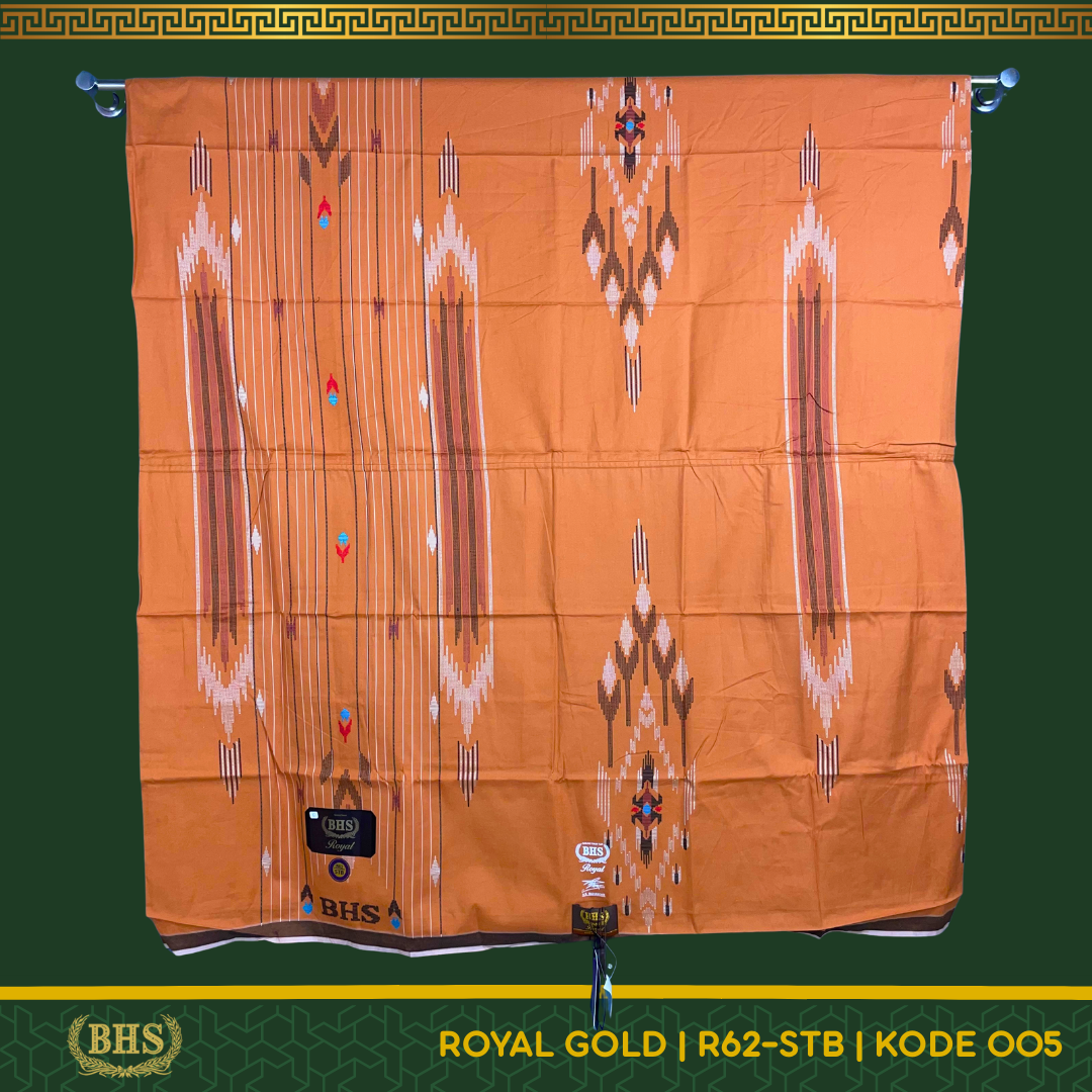 Sarung BHS Royal Gold Motif R62 STB Songket Timbul Bahan Premium Mercerized Cotton Halus dan Lembut [Garansi Original]