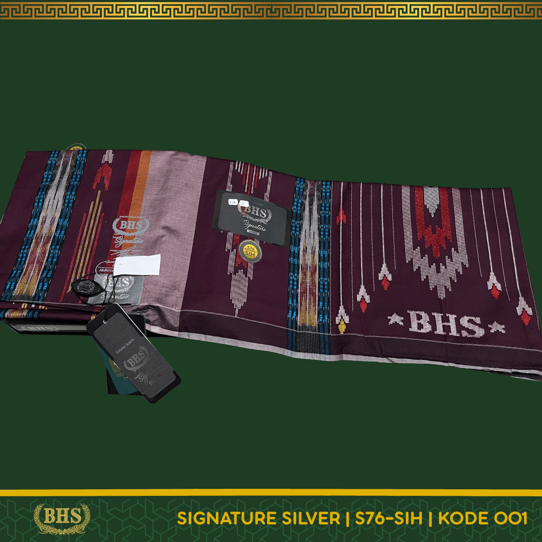 Sarung BHS Signature SILVER Motif S76 SIH dan S76 SIN Songket Tenun Tangan Bahan Premium Mercerized Halus dan Lembut [Garansi Original]