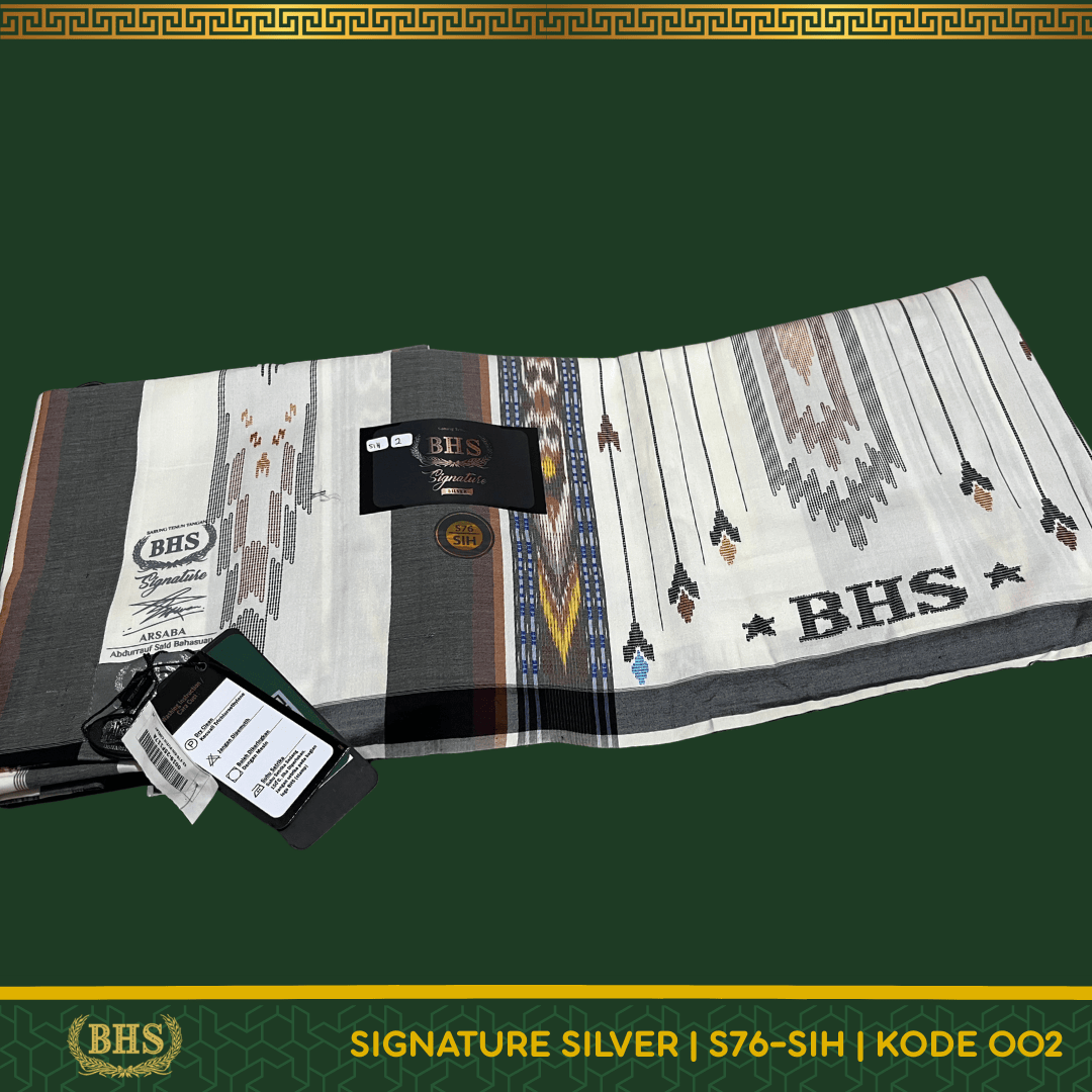 Sarung BHS Signature SILVER Motif S76 SIH dan S76 SIN Songket Tenun Tangan Bahan Premium Mercerized Halus dan Lembut [Garansi Original]