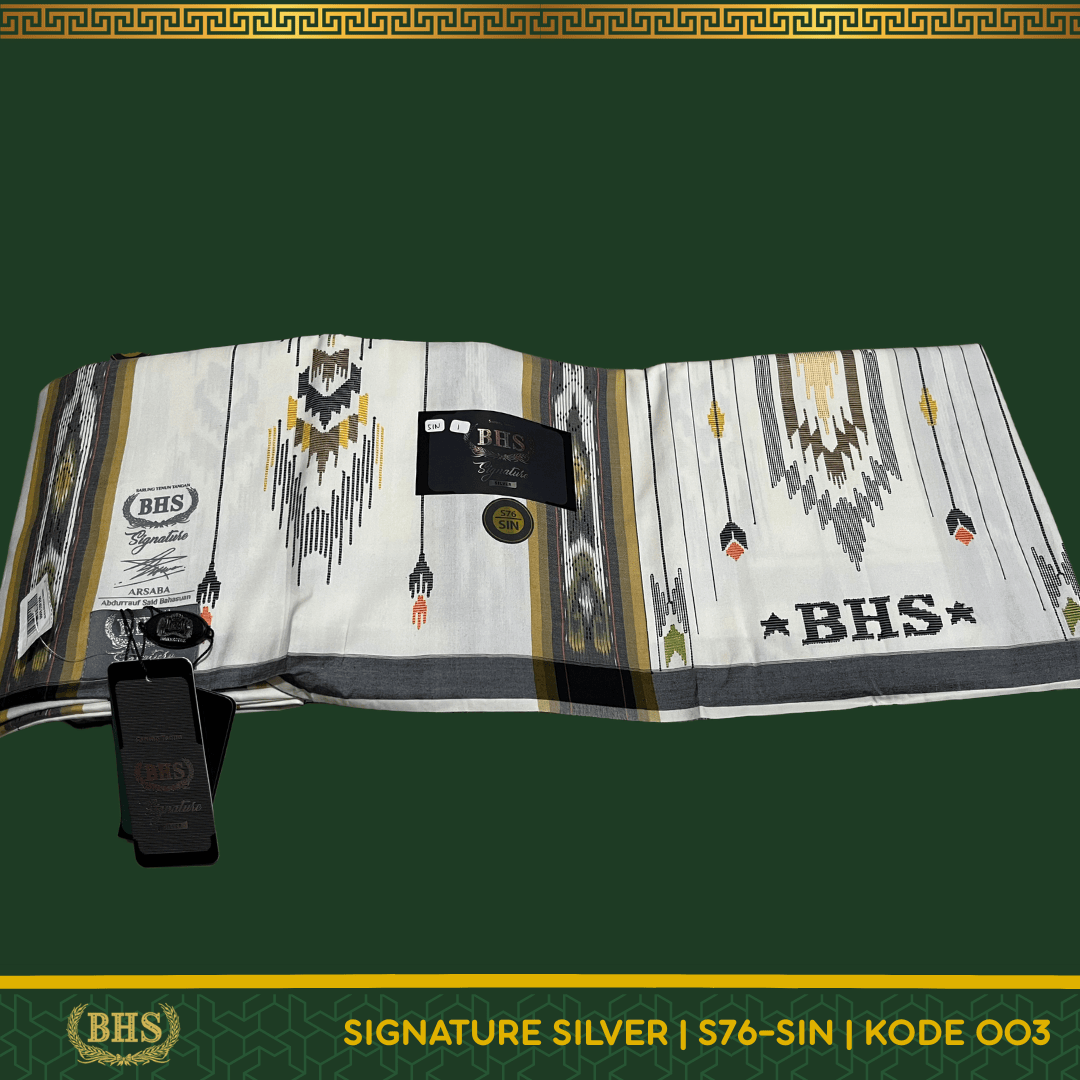 Sarung BHS Signature SILVER Motif S76 SIH dan S76 SIN Songket Tenun Tangan Bahan Premium Mercerized Halus dan Lembut [Garansi Original]