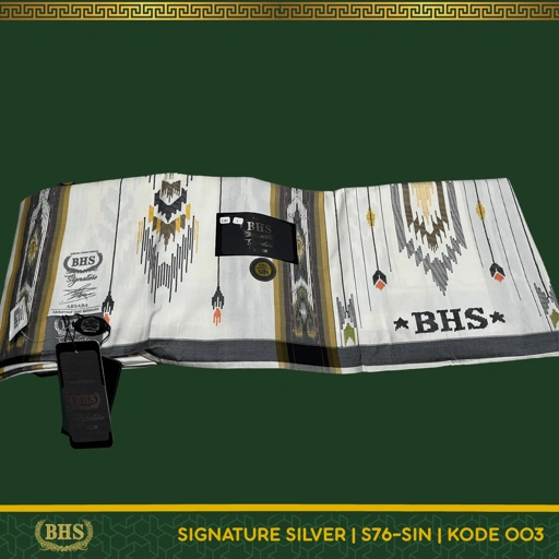 Image of Sarung BHS Signature SILVER Motif S76 SIH dan S76 SIN Songket Tenun Tangan Bahan Premium Mercerized Halus dan Lembut [Garansi Original]