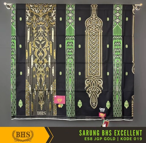 Image of [Flash Sale] Sarung BHS Excellent Gold Motif E58 JGP Full Timbul Bahan Mercerized Cotton