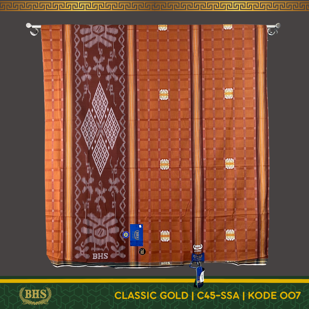 Sarung BHS Classic Gold Motif C45 SSA Selvedge Jacquard Bahan Mercerized Mix Halus dan Lembut Tidak Nerawang [Garansi Original]