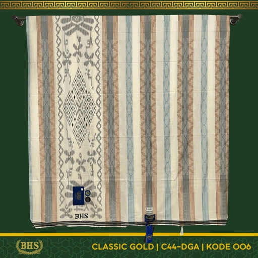 Image of Sarung BHS Classic Motif C44 DGA Gold Motif Kawung Dobby Bahan Mercerized Mix Halus dan Lembut [Garansi Original]