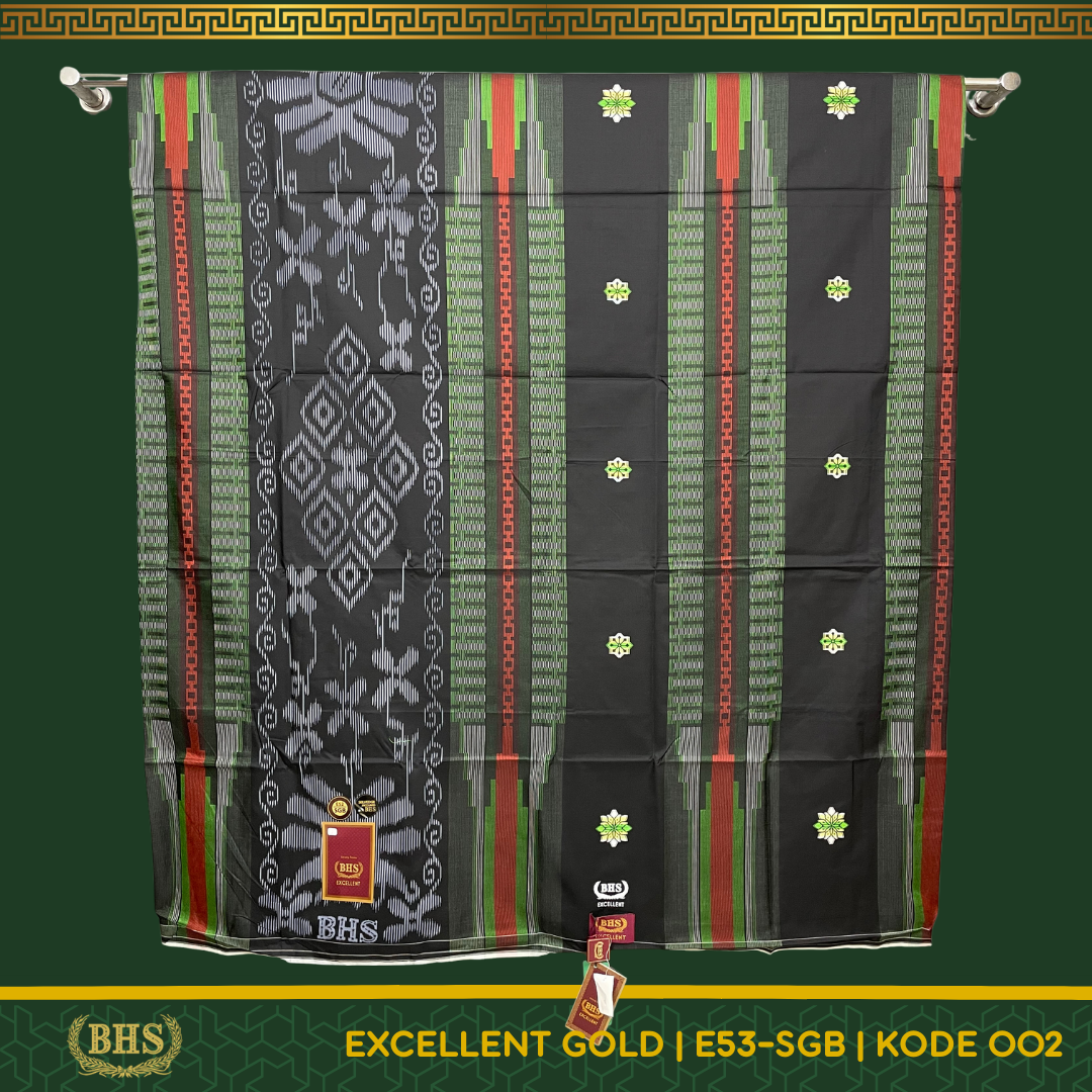 Sarung BHS Excellent Gold Motif E52 SGB Songket Gunungan Bahan Mercerized Cotton Halus dan Lembut [Garansi Original]