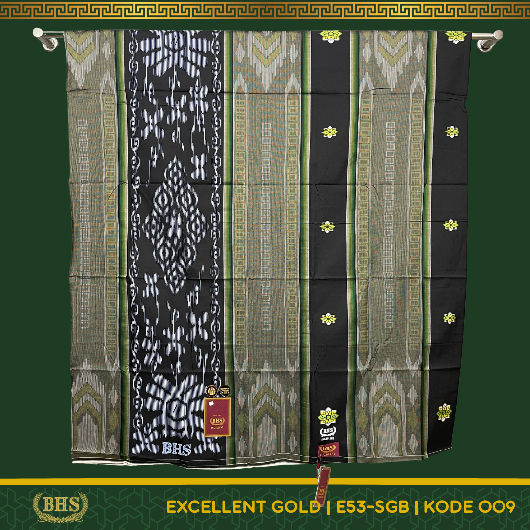 Sarung BHS Excellent Gold Motif E52 SGB Songket Gunungan Bahan Mercerized Cotton Halus dan Lembut [Garansi Original]