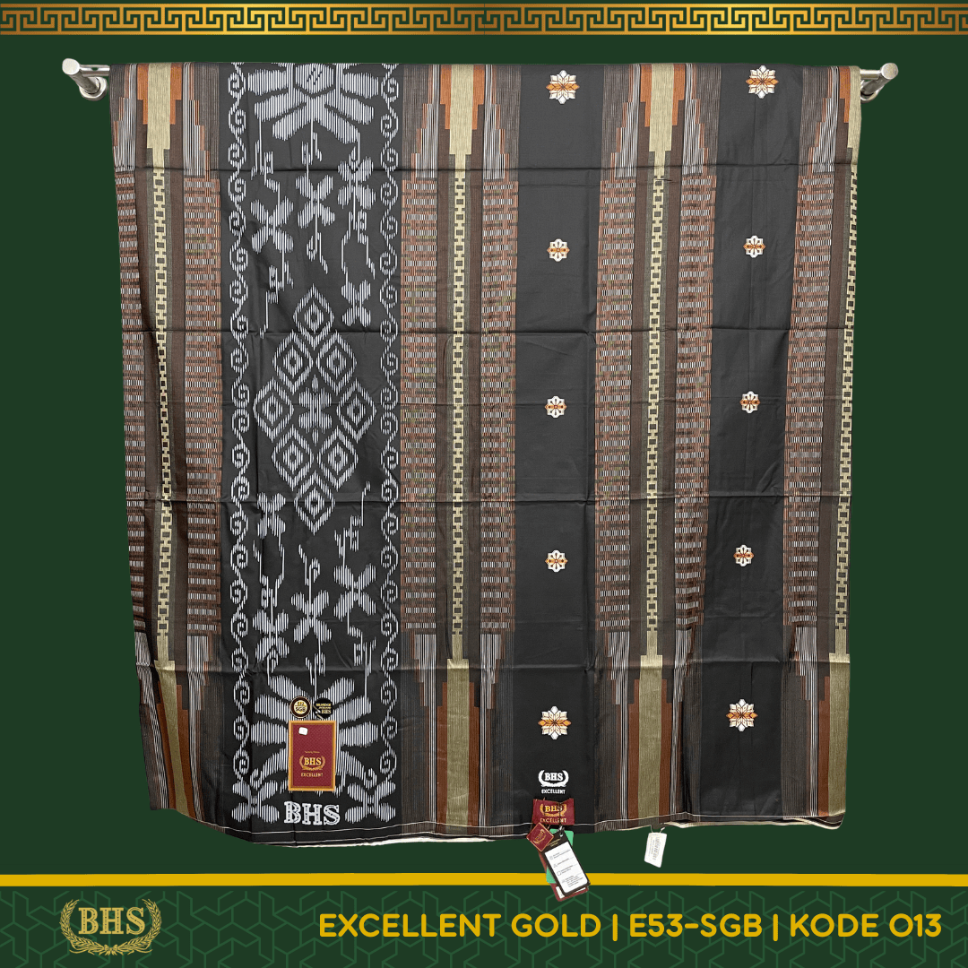 Sarung BHS Excellent Gold Motif E52 SGB Songket Gunungan Bahan Mercerized Cotton Halus dan Lembut [Garansi Original]