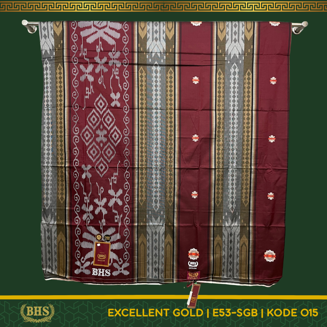 Sarung BHS Excellent Gold Motif E52 SGB Songket Gunungan Bahan Mercerized Cotton Halus dan Lembut [Garansi Original]