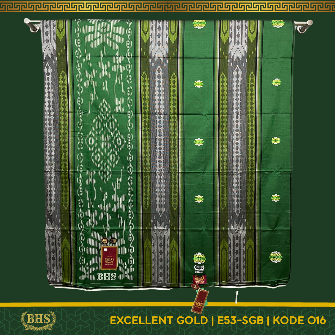 Sarung BHS Excellent Gold Motif E52 SGB Songket Gunungan Bahan Mercerized Cotton Halus dan Lembut [Garansi Original]