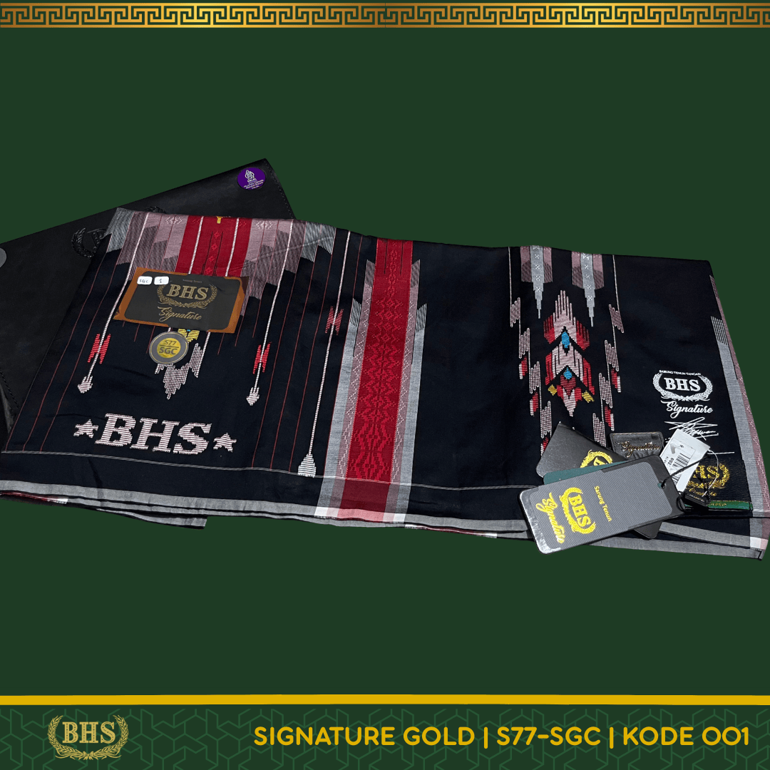 Sarung BHS Signature Gold Motif S75 SIB, S77 SGC, S76 SIH Songket Gunungan Tenun Tangan Bahan Premium Mercerized Cotton Super Halus dan Lembut [Original Product]
