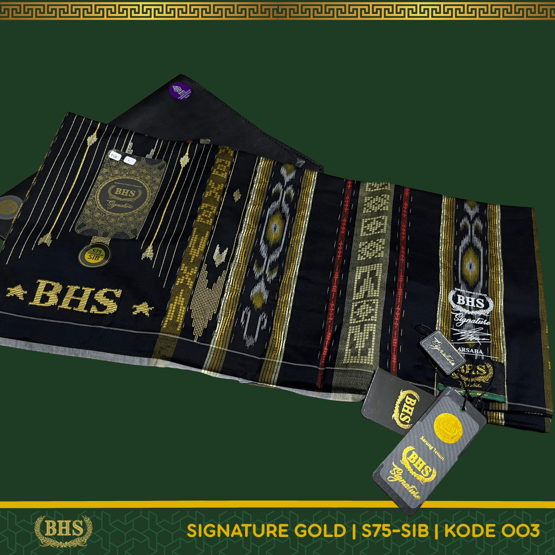 Sarung BHS Signature Gold Motif S75 SIB, S77 SGC, S76 SIH Songket Gunungan Tenun Tangan Bahan Premium Mercerized Cotton Super Halus dan Lembut [Original Product]