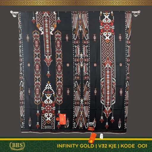 Image of Sarung BHS Infinity Gold Motif V32 KJE Selvedge Jacquard Bahan Viscose Blend Halus dan Lembut [Garansi Original]