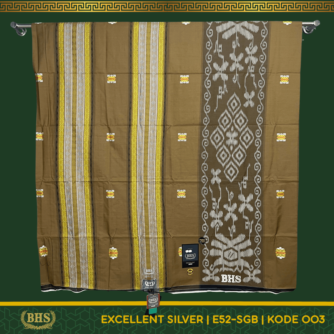 Sarung BHS Excellent SILVER Motif E52 SGB Bahan Mercerized Cotton Halus dan Lembut [Garansi Original]