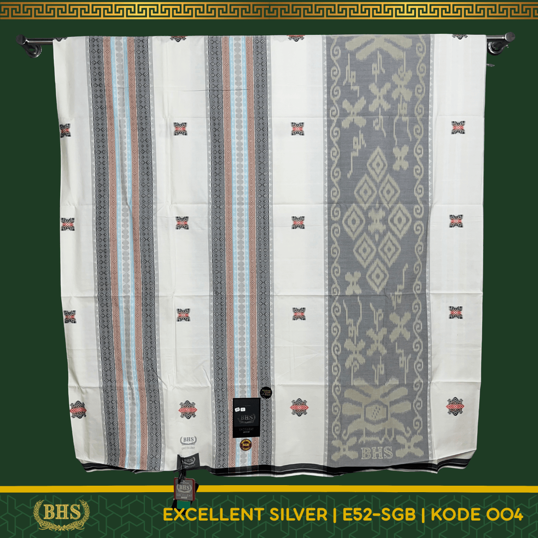 Sarung BHS Excellent SILVER Motif E52 SGB Bahan Mercerized Cotton Halus dan Lembut [Garansi Original]