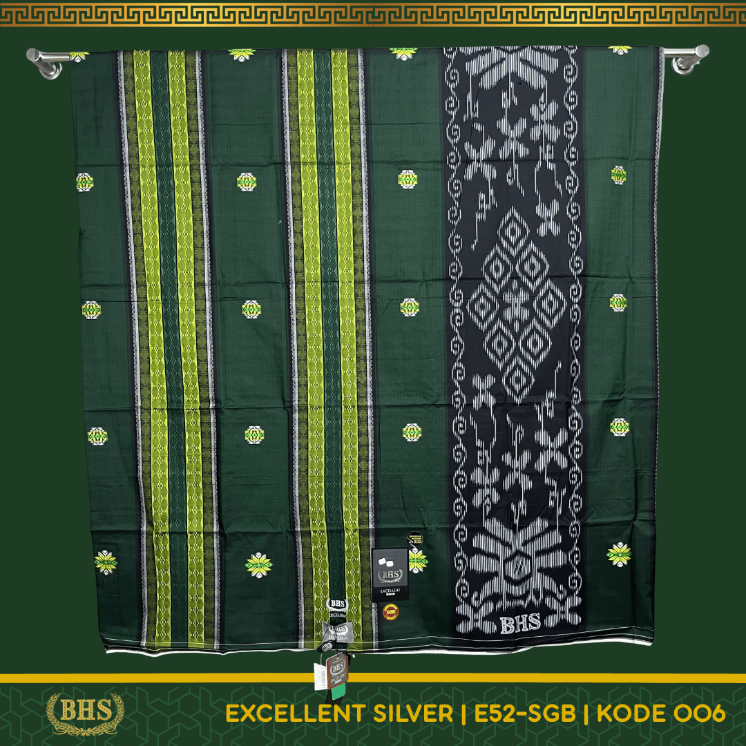 Sarung BHS Excellent SILVER Motif E52 SGB Bahan Mercerized Cotton Halus dan Lembut [Garansi Original]