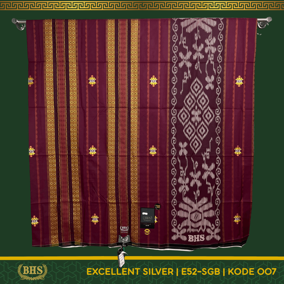 Sarung BHS Excellent SILVER Motif E52 SGB Bahan Mercerized Cotton Halus dan Lembut [Garansi Original]