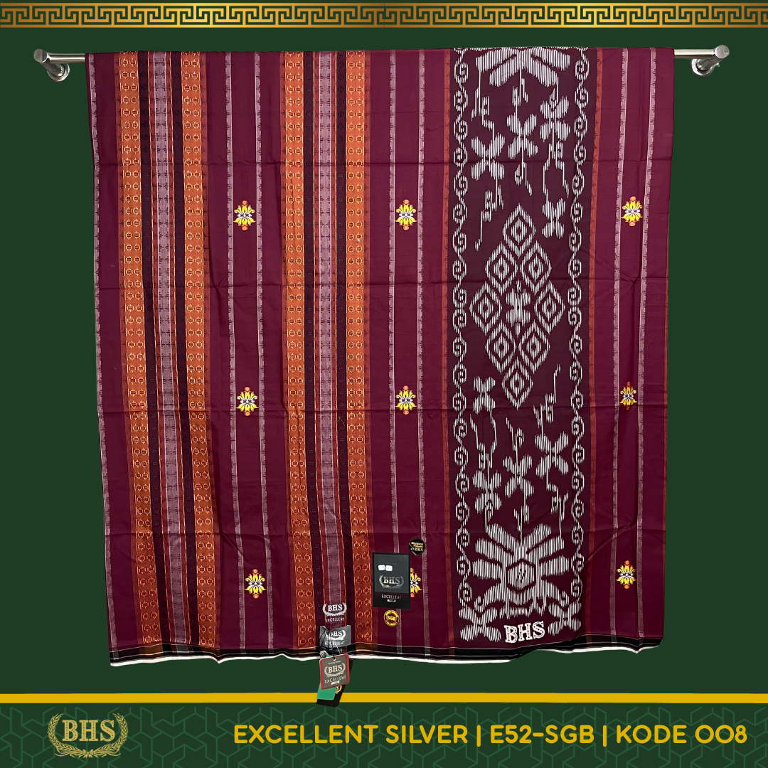 Sarung BHS Excellent SILVER Motif E52 SGB Bahan Mercerized Cotton Halus dan Lembut [Garansi Original]