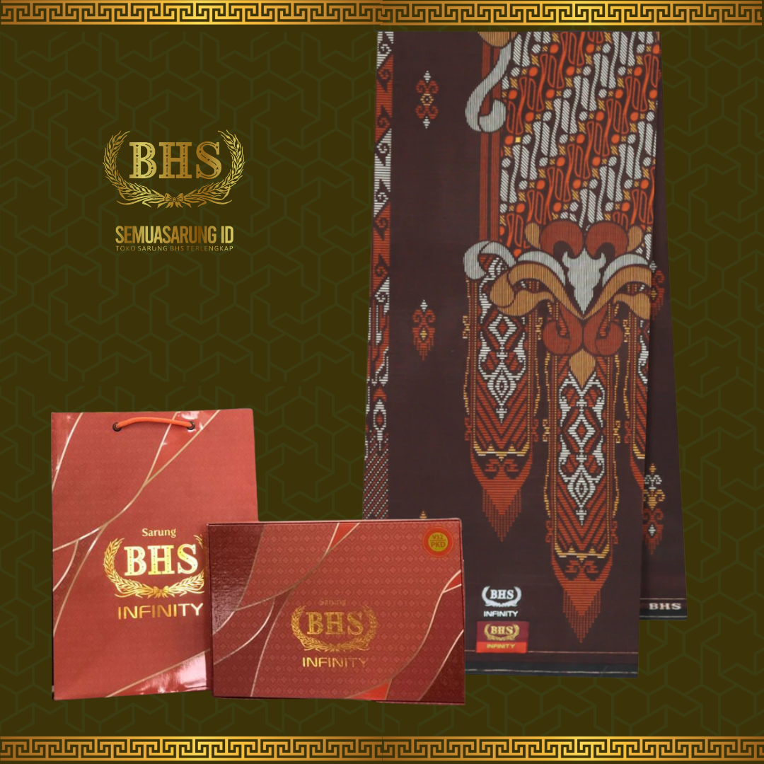 Sarung BHS Infinity Terbaru Gold Motif V32 SNB Selvedge Jacquard Bahan Viscose Blend Halus dan Lembut Motif Elegan Tidak Kusut Tidak Berbulu Dingin Saat Dipakai Produk PT. Behaestex Original